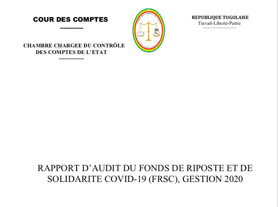 RAPPORT D’AUDIT DU FONDS DE RIPOSTE ET DE SOLIDARITE COVID-19 (FRSC), GESTION 2020